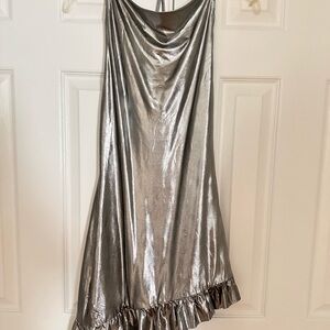 Asymmetrical Silver Metallic Mini Dress